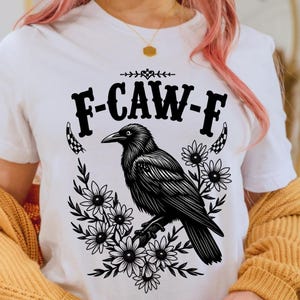 Crow Crow PNG, Funny Halloween Sublimation, Black Bird Floral PNG, Checkered Gothic, Spooky Grunge Digital Download