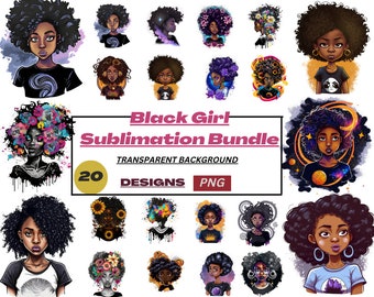 Black Girl Sublimation Designs: Afro Png Bundle (20 Files)