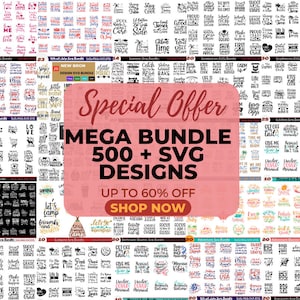 Mega SVG Bundle: 500+ T-Shirt Designs, Clipart (Digital Download)