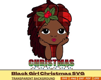 Black Girl Christmas Peekaboo SVG: Afro Girl Cut Files