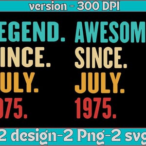 Legend Since July 1975 SVG: Retro Birthday Shirt Cut File (Digital Download)