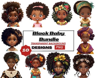 Afro Baby Girl PNG Clipart Bundle: Black History Designs (Digital Download)