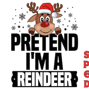 Funny Reindeer Christmas PNG SVG: Lazy Holiday Design (Digital Download)