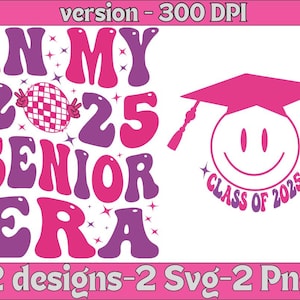 Senior 2025 Retro Groovy SVG PNG: Projekt ukończenia szkoły (pobranie cyfrowe)