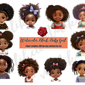 Afro Baby Girl PNG Clipart Bundle: Black History Designs (Digital Download)