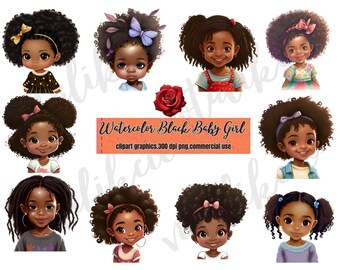 Afro Baby Girl PNG Clipart Bundle: Black History Designs (Digital Download)