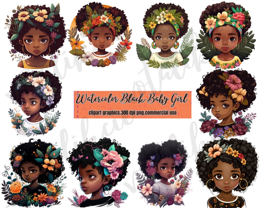 Black Girl PNG Clipart Bundle: Afro Illustrations (digital Download) - Etsy