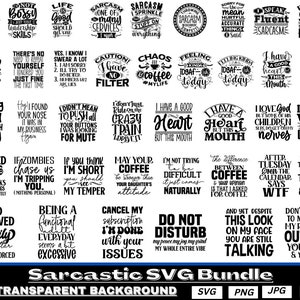 Sarcastic Quotes SVG Bundle: Funny Sarcasm Designs (Digital Download)