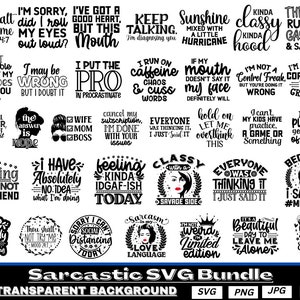 Sarcastic Quotes SVG Bundle: Funny Sarcasm Designs (Digital Download)