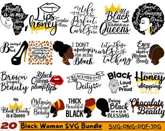 Black Woman SVG Bundle, Afro Queen, Melanin Beauty (svg, png, pdf)