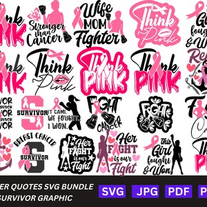 Breast Cancer Bundle Svg, Cancer Awareness Svg, Cancer Ribbon Svg, Cancer Survivor Svg,Pink Ribbon Svg,Fight Cancer Svg, Digital Download