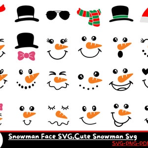 Snowman Faces Svg Snowman Svg Snowman Clipart Christmas Svg Snowman Cut File Snowman Cricut Christmas Cut File Cricut Printable Snowman PNG