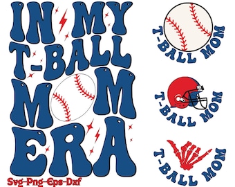 Retro Tee-Ball Mom Era SVG PNG: Groovy Sports Design (Digital Download)