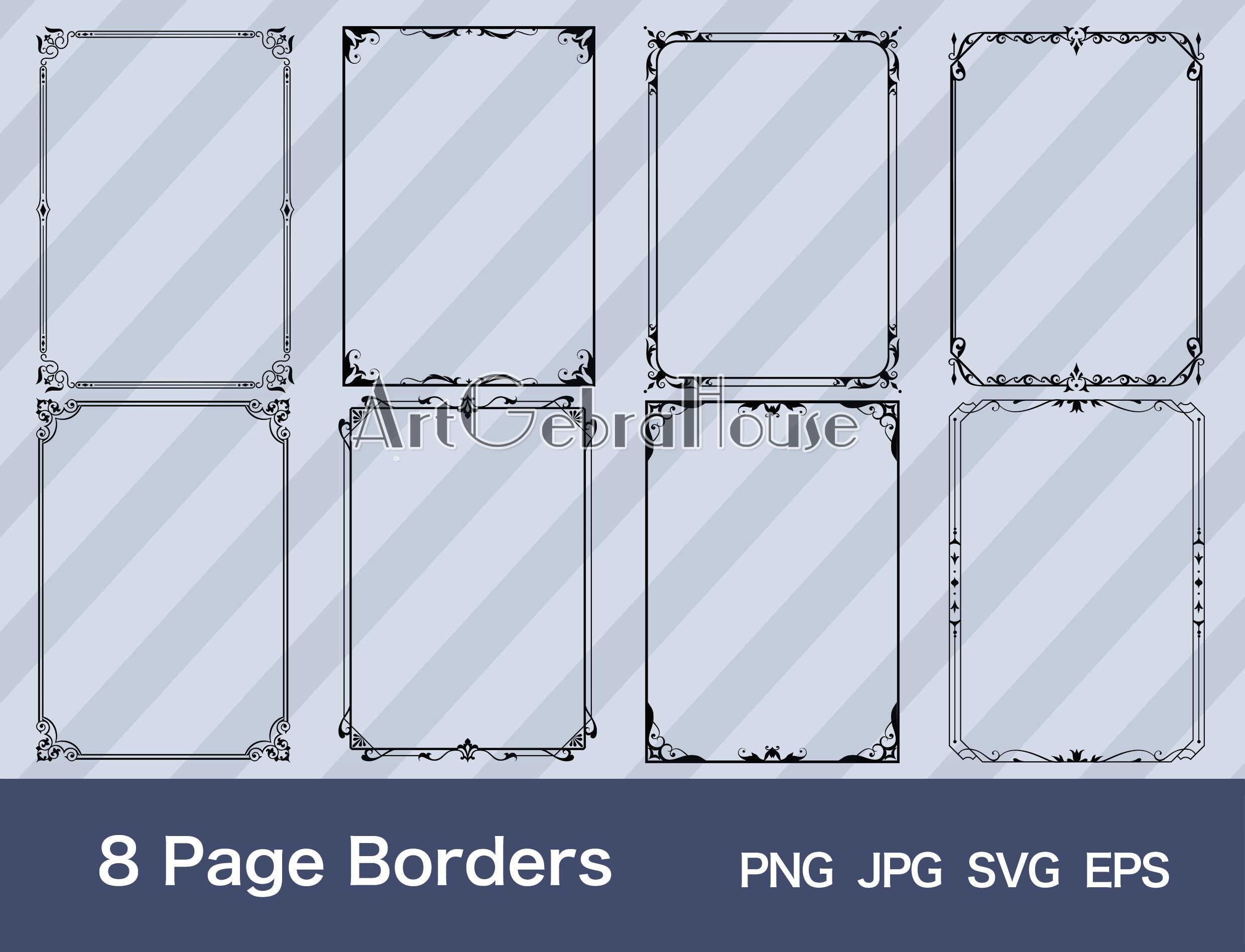 01/european Design/digital Download/full Page Frame Borders Design/set ...