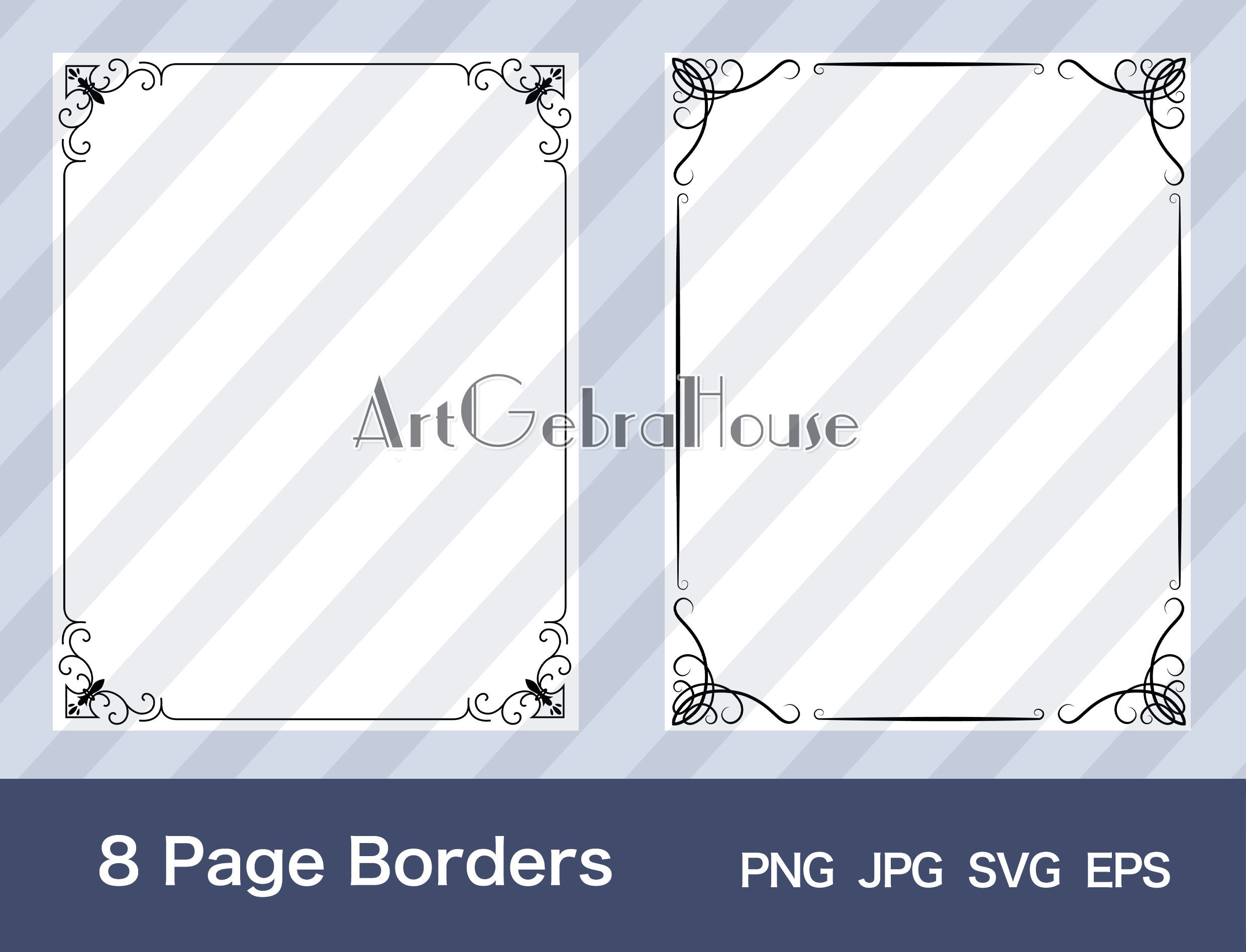 13/curled Pattern/digital Download/full Page Frame Borders Design
