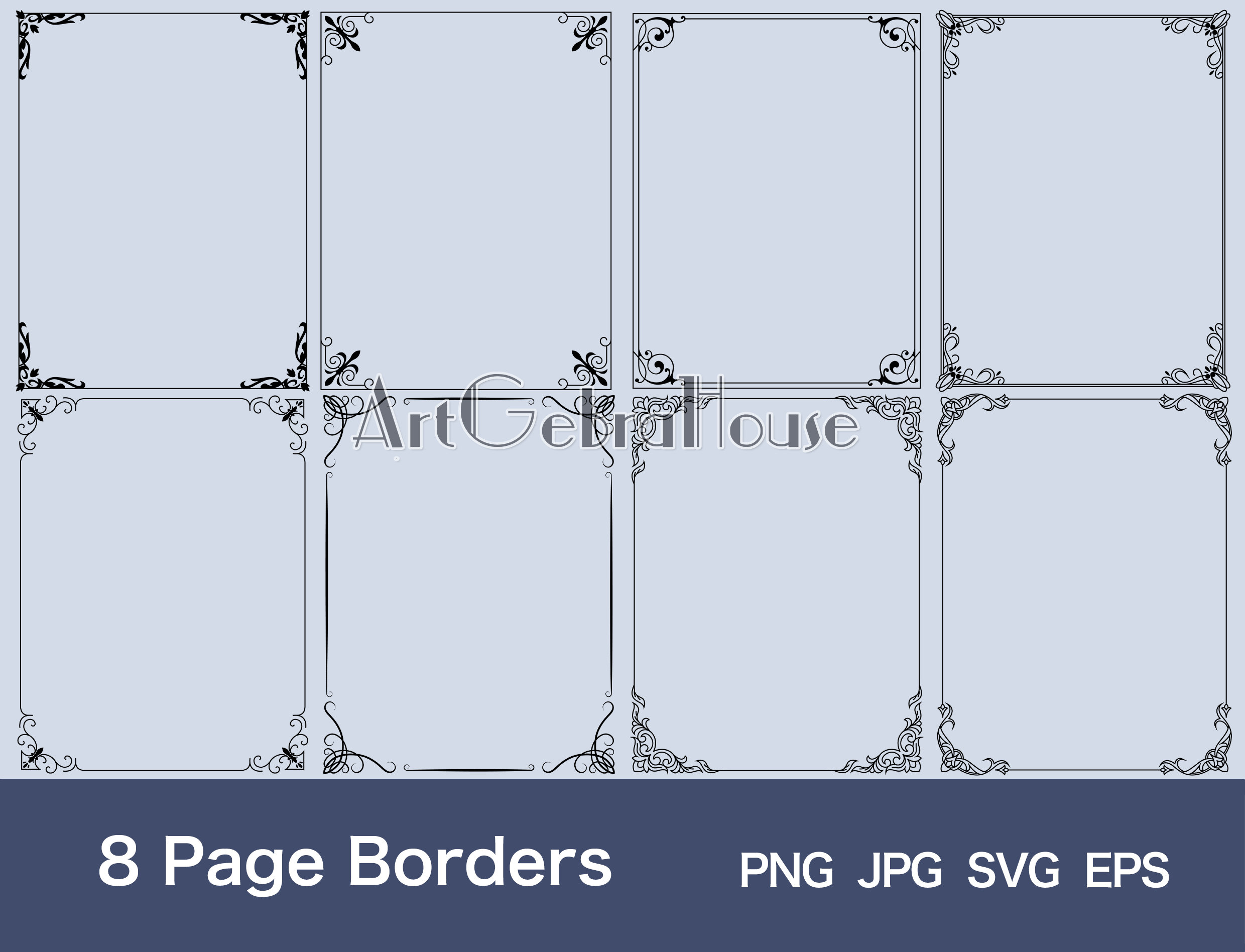 13/curled Pattern/digital Download/full Page Frame Borders Design