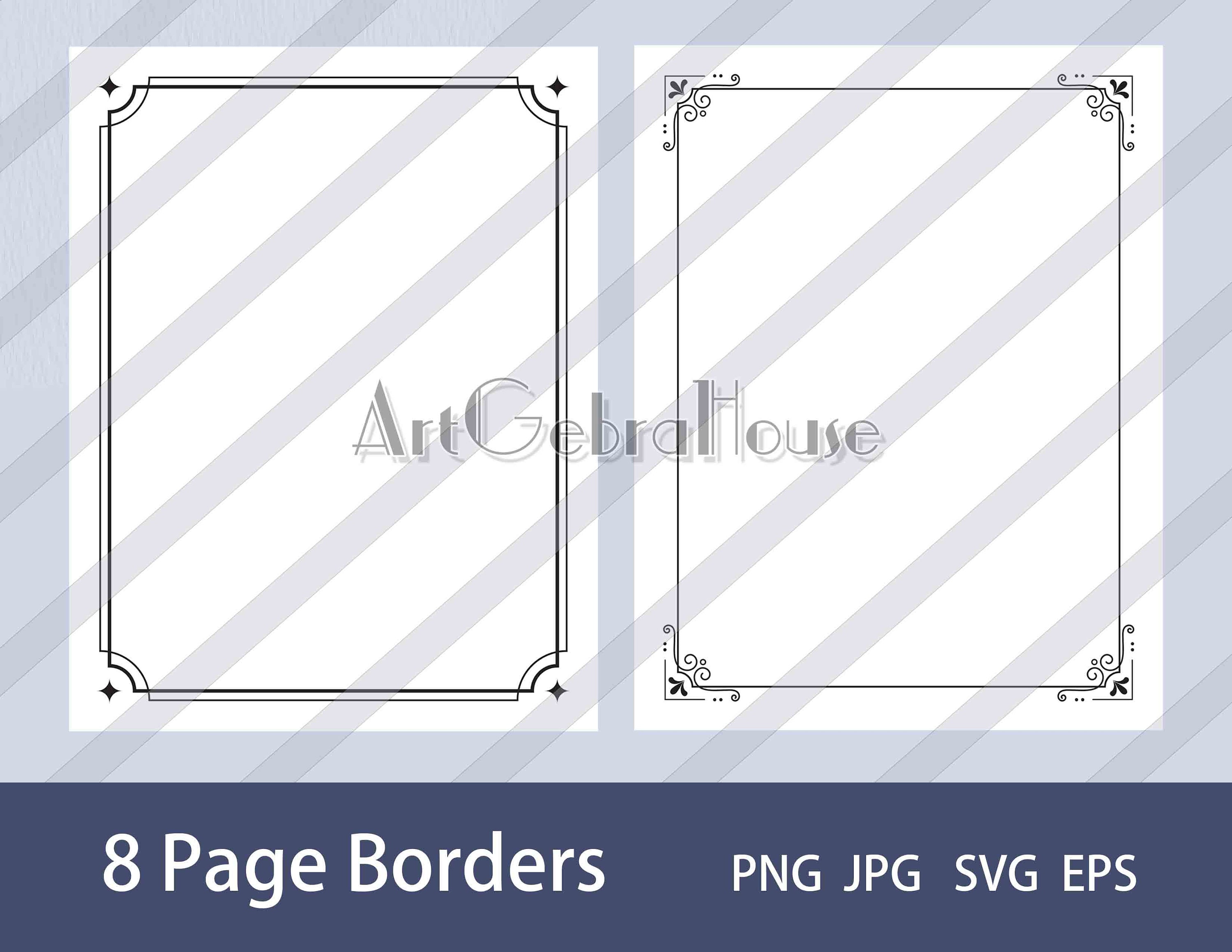 Digital Download/full Page Frame Borders Design/set of 8/4 Formats