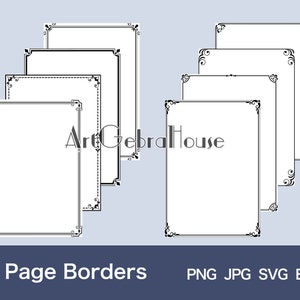 02/European Design/Digital Download/Full Page Frame Borders Design/Set of 8/4 Formats/Art Patterns/Black/White/Letters/Cards/Menu Decoration