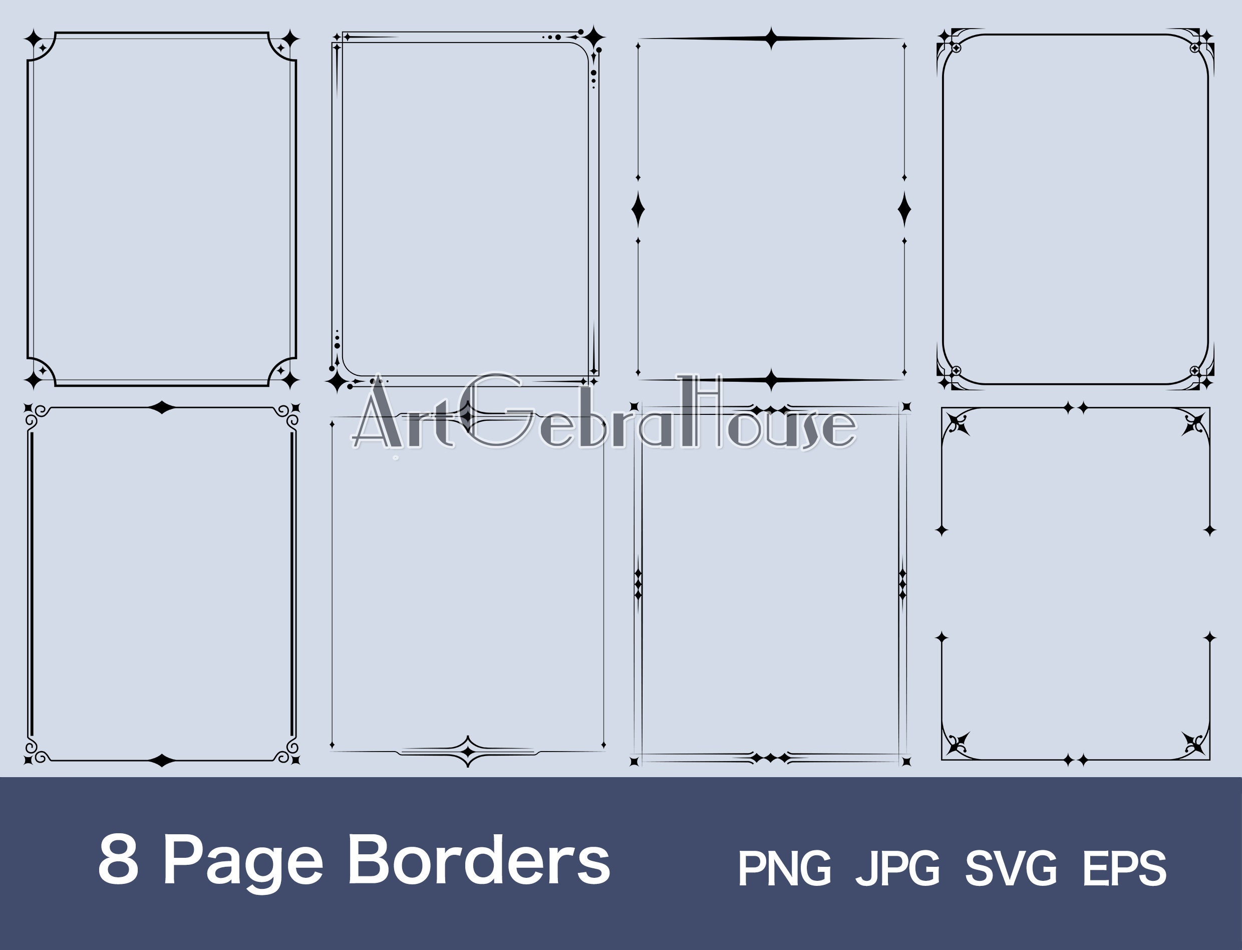 09/stars/digital Download/full Page Frame Borders Design/set of 8
