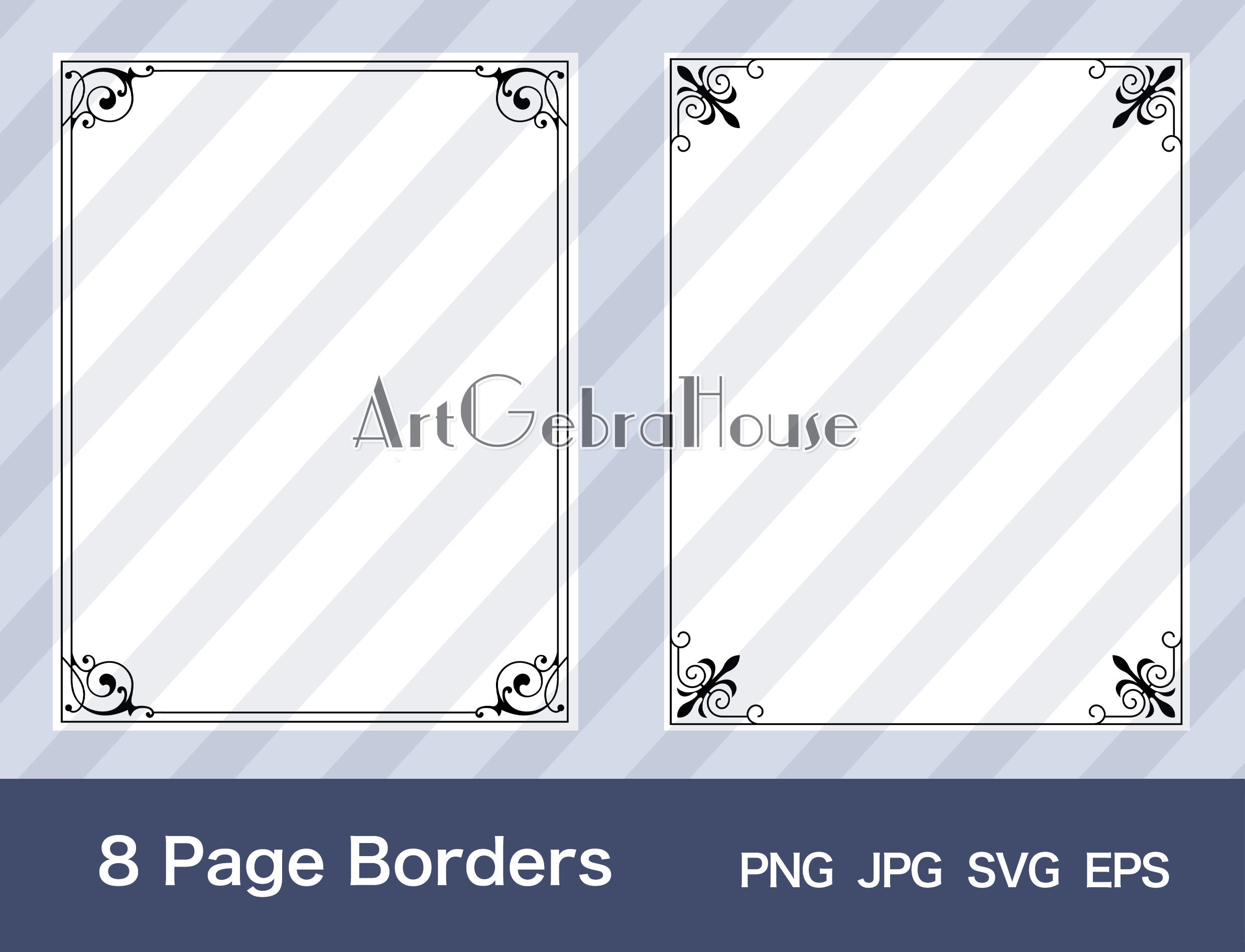 13/curled Pattern/digital Download/full Page Frame Borders Design