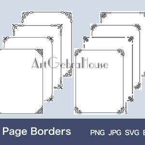 16/Lines Pattern/Digital Download/Full Page Frame Borders Design/Set of 8/4 Formats/Art Patterns/Black/White/Letters/Cards/Menu Decoration