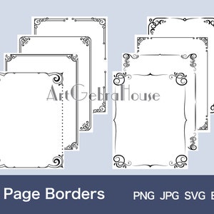 10/Curves Art/Digital Download/Full Page Frame Borders Design/Curves/Set of 8/4 Formats/Art Patterns/Letters Design/Cards/Menu Decoration