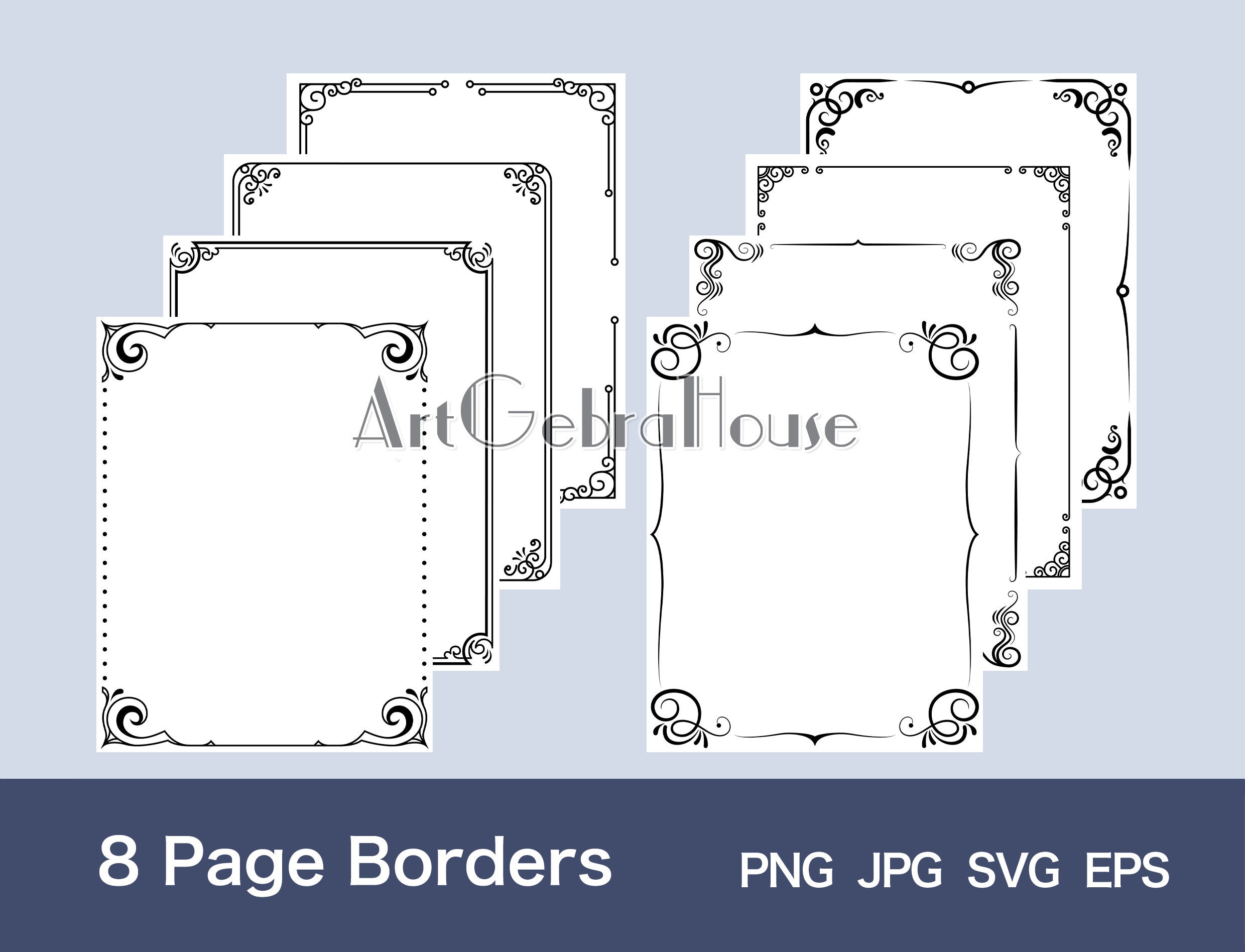 10/curves Art/digital Download/full Page Frame Borders Design