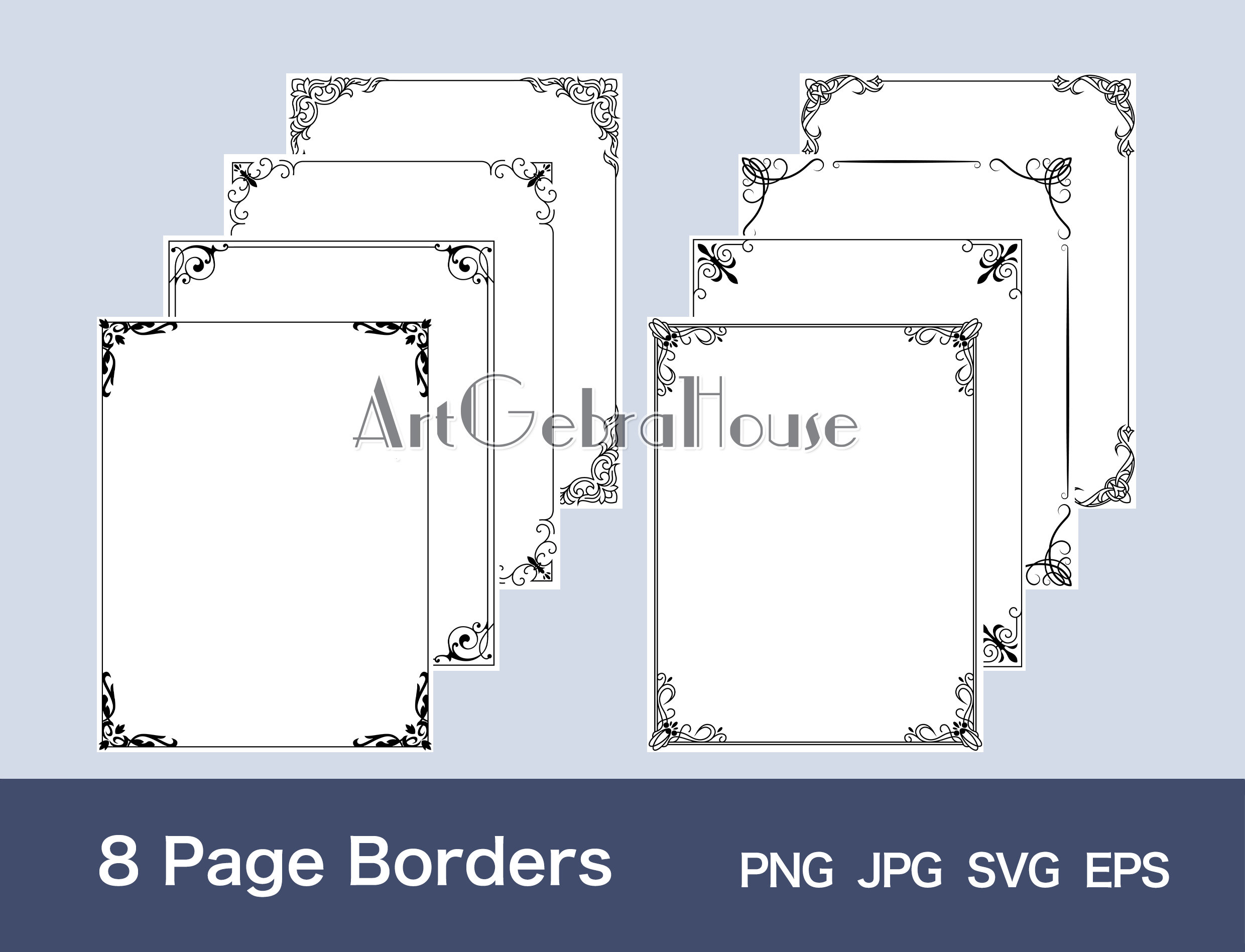 Bordersページ 13/curled Pattern/digital Download/full Page Frame Borders Design