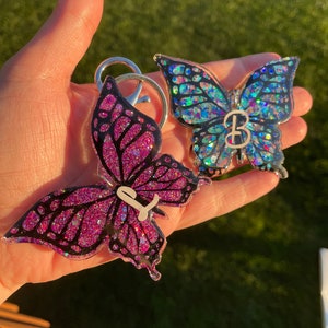 Personalized Glitter Butterfly Keychain