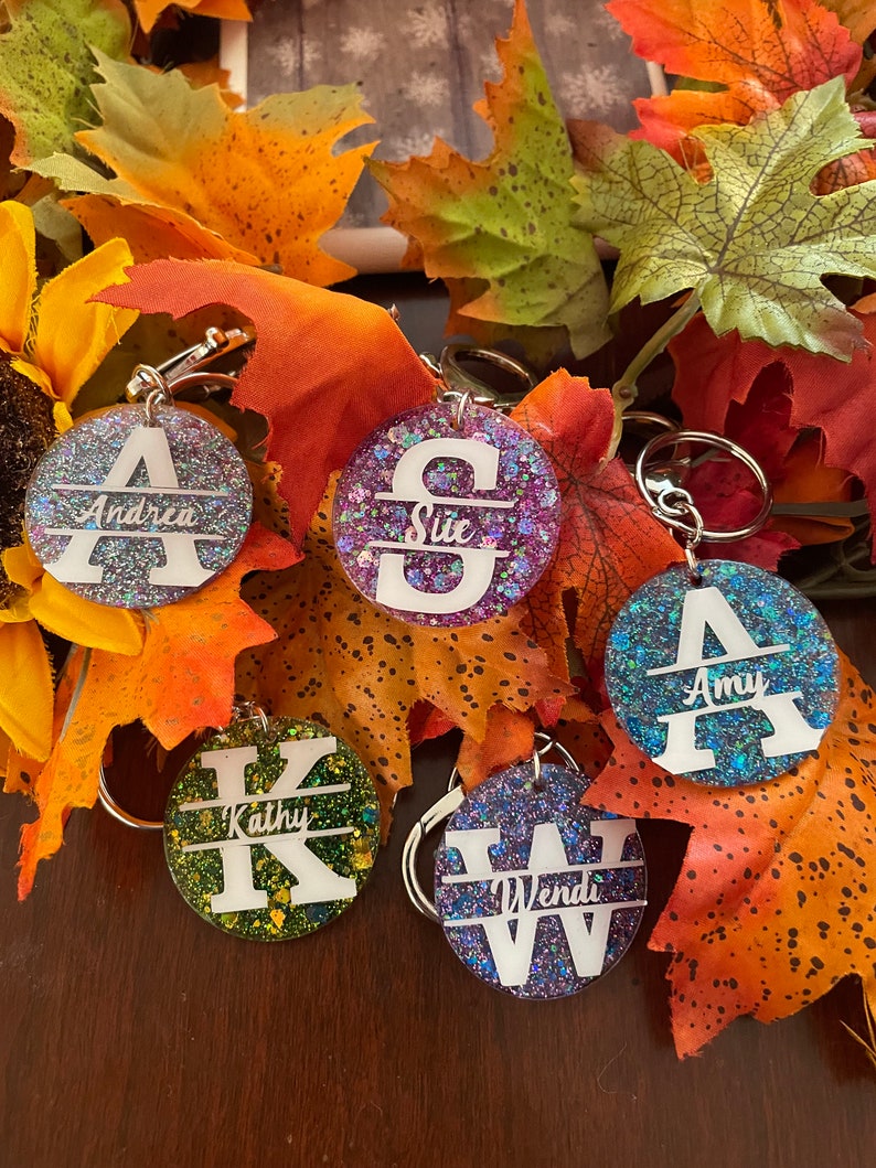 Decorated Keychains Personalized Glitter Keychain - Etsy
