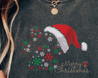 Dog mama dog lover dog rescue paw print Merry Christmas Shirt Best Friend Mom Sister Holiday Tee Aunt Nana Gift Co-Worker