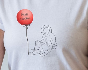 Cat lover Cat Rescue Mama Christmas Balloon tee Best Friend Co-worker Shirt With Saying Novelty Birthday Present Thank You sister aunt nana