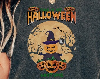 Scary jack-o-lantern pumpkin ghost full moon Halloween Costume tee Best Friend Co-worker Shirt With Sayings Novelty Gifts Humor sister aunt