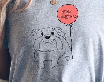 English Bulldog Dog lover Red Balloon Rescue Mama Christmas tee Best Friend Co-worker Shirt With Sayings Birthday Thank You Gift sister aunt