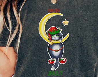Cat lover Cat Rescue Oh So Jolly New Moon Black Cat Christmas Shirts Best Friend Mom Sister Holiday Tee Aunt Nana Gift Co-Worker