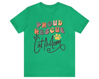 Cat lover Proud Rescue Cat Mom Christmas tee Best Friend Co-worker Shirts With Sayings Novelty Birthday Present Thank You Gifts sister aunt