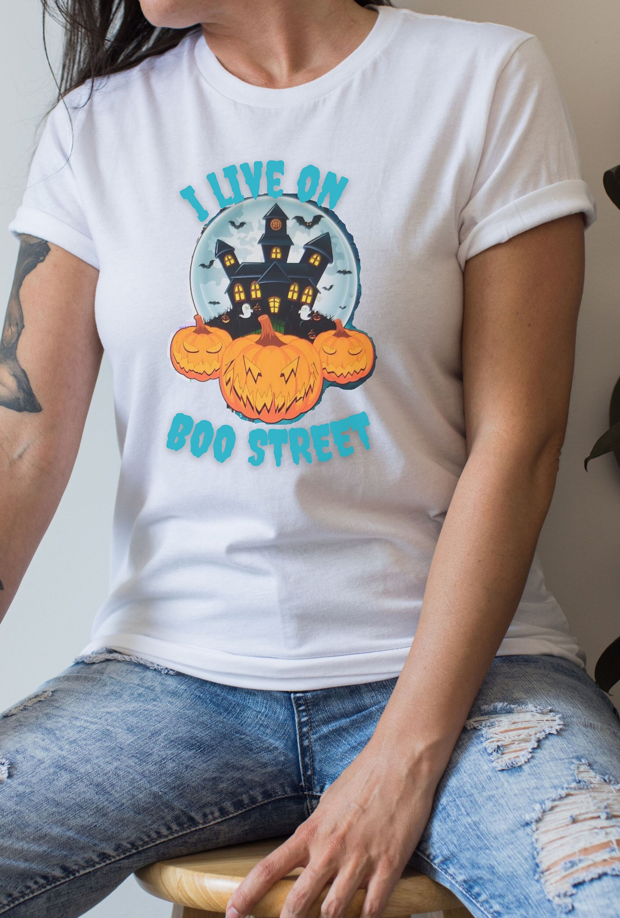 I Live on Boo Street Creepy House Happy Halloween Cute - Etsy