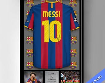 Lionel Messi - canvas print Signed Barcelona Jersey / kit (Canvas Print, Poster, wall decor, autograph, memorabilia)