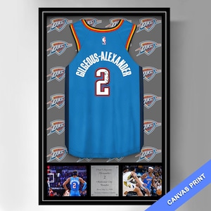 Shai Gilgeous - Impresión en lienzo con la camiseta firmada por Alexander del Oklahoma City Thunder (impresión en lienzo, póster, decoración de pared, autógrafo, recuerdos)