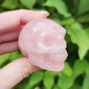 GEMMY PINK Rose Quartz Skull - Witchy - Altar - Spooky - Halloween
