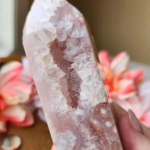 GORGEOUS Pink Amethyst & Flower Agate Tower