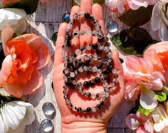 Clear Quartz with Black Tourmaline Bracelet