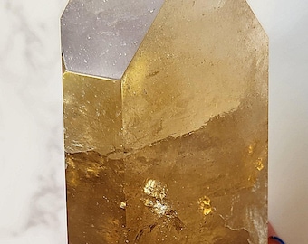 HERMOSA Torre de cristal de citrino de miel brasileña natural A - Piedra del chakra del plexo solar - Riqueza