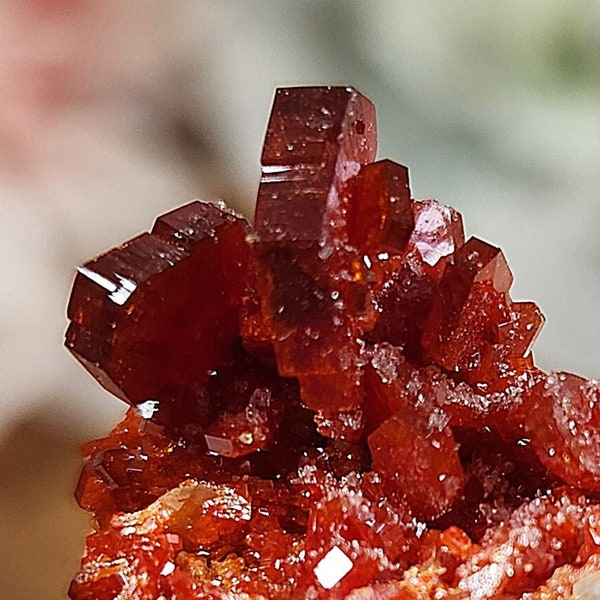 SO GOOD LUSTROUS Raw Vanadinite on Barite L