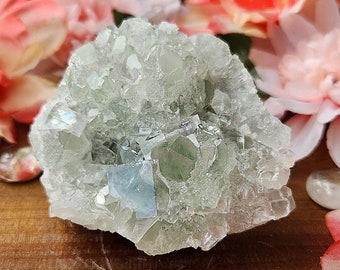 GORGEOUS Mint Green Cubic Fluorite Cluster