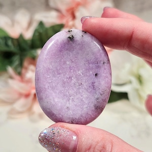PRETTY PURPLE Lepidolite Worry Stone - Pocket Stone - Chakra Stone