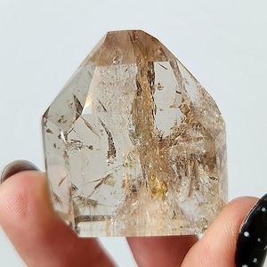 BEAUTIFUL AAA Grade - Half Polished Half Raw Smoky Quartz Crystal Tower w/Rutile & Garden Inclusions NN