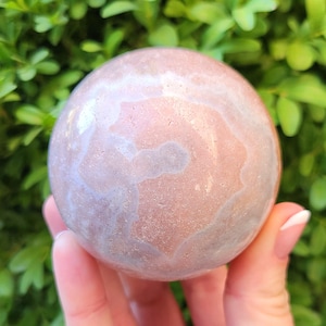 SPARKLY PEACHY roze amethist kristallen bol met dreuze zakken
