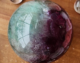 STUNNING BICOLOR DENDRITIC Fluorite Sphere