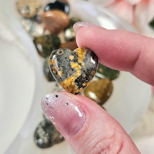 BEAUTIFUL OLD STOCK Ocean Jasper Mini Heart Crystal - Warm Earthy Tones - Reds - Oranges - Yellows - Greens